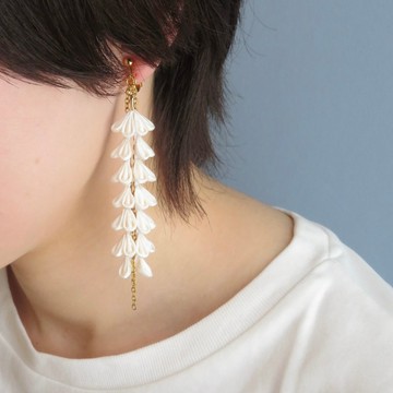 白藤與金屬鍊耳針・耳夾 / 和服升級再造飾品