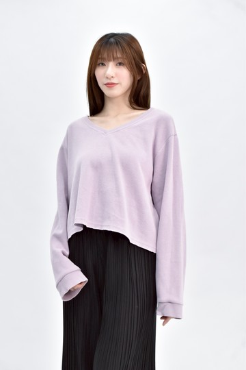 加購優惠(2XL) poly lulu 棉質V領紫色長袖上衣