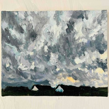 原畫・油彩「街景 天空 20262」畫作・F3 (22×27cm) 藝術・畫布