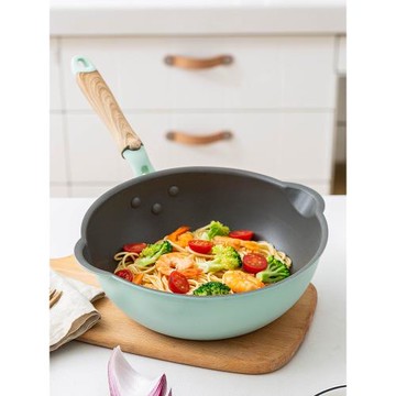 炒鍋不粘鍋麥飯石不沾平底鍋煎鍋家用小號電磁爐燃氣灶專用炒菜鍋