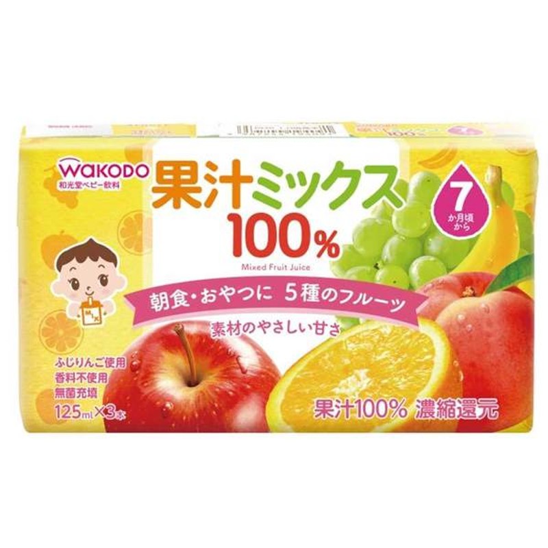 果汁ミックス100 125ml 3本パック 食品 水 飲料 果汁飲料 赤ちゃん本舗 アカチャンホンポ 通販 Lineポイント最大1 0 Get Lineショッピング