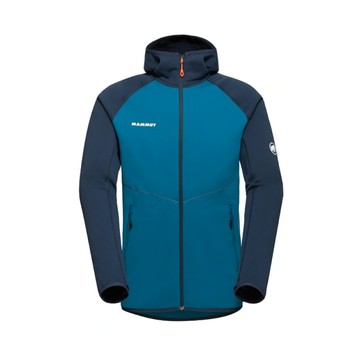mammut 長毛象 男 aconcagua ml hooded 透氣快乾刷毛連帽外套深冰藍/海洋