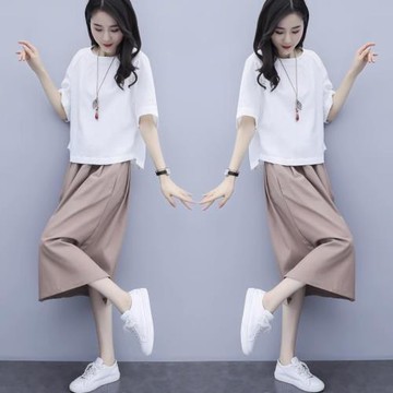 潮牌棉麻時尚套裝女2024夏季新款休閑小個子連衣裙收腰亞麻兩件套