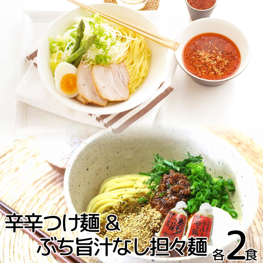 ぶち旨汁なし担々麺 ２食入り 辛辛つけ麺 広島流 ２食入り ２種類、２袋セット 送料無料 ラーメン 半生熟成麺 瀬戸内麺工房 なか川 お土産 銀座tau