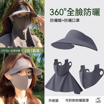 【雅韻衣櫥】防曬面罩全臉防紫外線遮陽女冰絲黑膠帽子一體護頸臉基尼騎行口罩