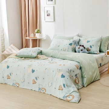 床包被套組(薄被套)-雙人加大/40支/ 萊賽爾天絲四件式 / 漫漫森遊 台灣製