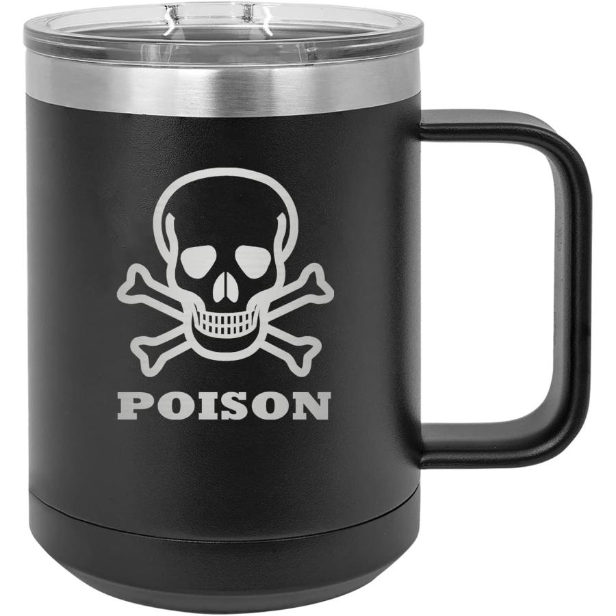 Rogue River Tactical Funny Poison Coffee Mug Heavy Duty Stainless Steel Black Coffee Mug Tumbler With Lid Novelty Cup Great Gift Idea For Dad Men F