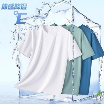 【搞定男裝】2025新款超涼短袖 冰丝凉感速干短袖T恤男夏季新款网眼透气半袖修身上衣男薄款轻薄