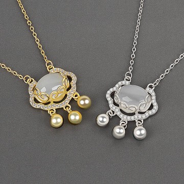 2021新款母親節項鏈如意祥云平安鎖項鏈長命鎖項鏈女送媽媽禮物