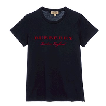 【BURBERRY 巴寶莉】經典LOGO圓領純棉短袖T恤(女款)