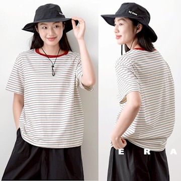 設計所在 獨家高端限量系列 100%呼吸棉色織條紋T恤短袖(S-L可選)