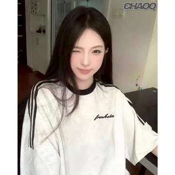 變美"熱搜詞"~ 短袖上衣  t恤 重磅短t 美式復古 三條槓 條紋短袖 潮牌 T恤女 美式短袖 嘻哈T恤 條紋上衣