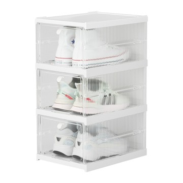 【IDEA】免安裝一體式伸縮摺疊收納鞋盒(1組3層)