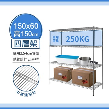 【中補強設計｜耐重款250KG】150x60x150H 四層架 鐵力士架 置物架 波浪架 貨架 組合架 展示架 收納架