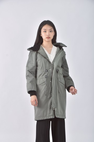 (L) moussy連帽綠色外套