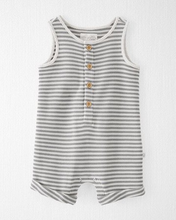 Baby Striped Recycled Waffle Knit Romper