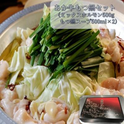 ふるさと納税 山鹿市 あか牛もつ鍋セット(あか牛ミックスホルモン500g もつ鍋スープ500g×2)(山鹿市)