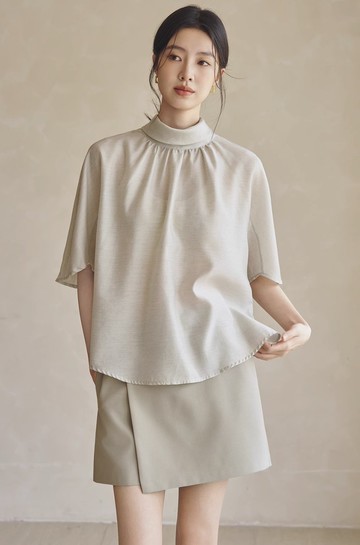 法式極簡 天絲羊毛造型感襯衫上衣