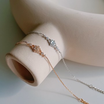 月光石【 Moon月光小花 】s925純銀手鍊  || 獨家開版