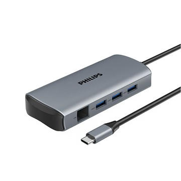 PHILIPS Type-C 8port集線器DLK5530C (HDMI 4K/鋁合金/連接至大螢幕/PD充電輸入/USB 3.0/4Kx2K@30HZ/RJ45)