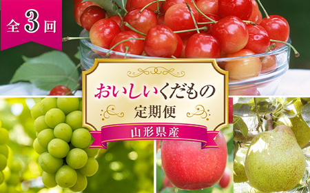  おいしいくだもの定期便 (全3回) 『最上屋』 旬 果物 フルーツ 定期便 食べ比べ さくらんぼ ぶどう 西洋梨 洋なし りんご 佐藤錦 シャインマスカット ラ・フランス ふじ 予約 2024年 山形県 南陽市 995-R6