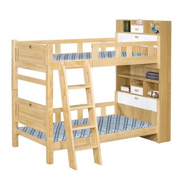 【唯熙傢俱】赫比原木色3.5書架雙層床