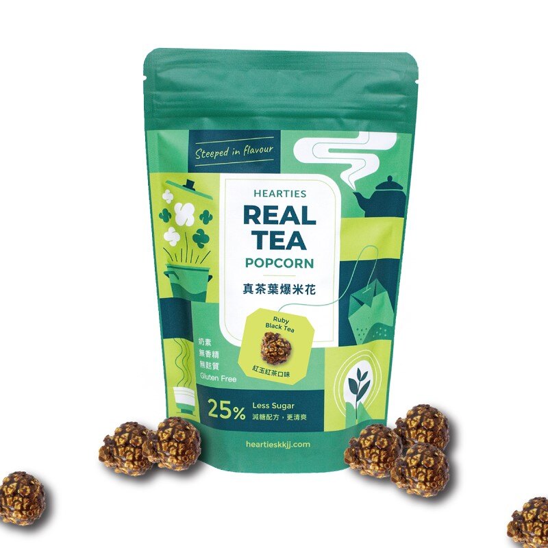 [紅玉紅茶] 真茶葉爆米花 臺灣頂級茶葉茶粉製作 80公克 無麩質 奶素 499免運！