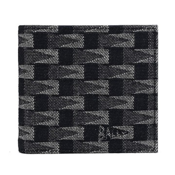 BALLY 6306562 PNT 滿版錦旗LOGO緹花對開8卡短夾.午夜藍