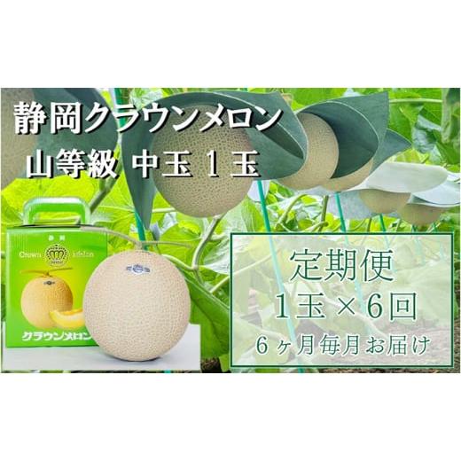 ふるさと納税 静岡県 袋井市 クラウンメロン中玉（1.3kg前後）1玉入り 定期便6ヶ月 人気 厳選 ギフト 贈り物 デザート グルメ 果物 袋井市