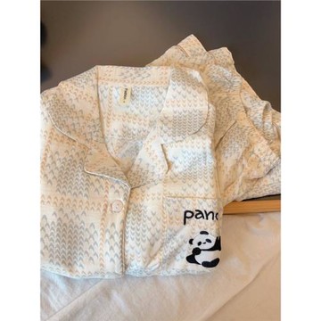 日系熊貓睡衣女夏季新款云朵棉卡通自帶胸墊可外穿短袖短褲家居服