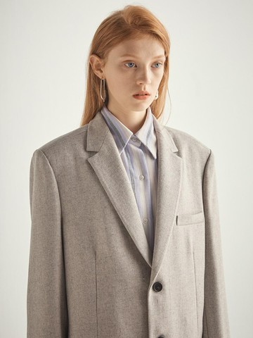 Light Grey Wool Classic Blazer GJ006