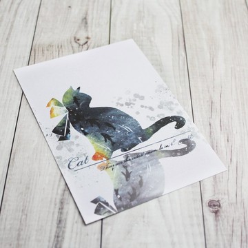 星空貓明信片  墨漪