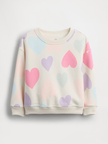 女幼童裝 印花刷毛圓領大學T-米白色