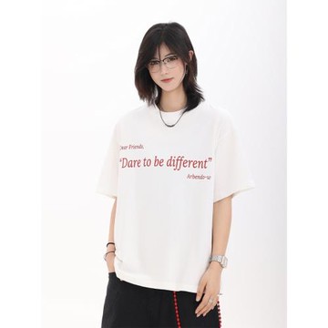 你初戀老王 字母印花短袖男t恤情侶夏季美式休閑百搭寬松簡約潮牌