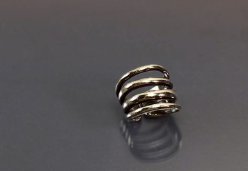 線條系列-縷空線條寬版開口925銀戒