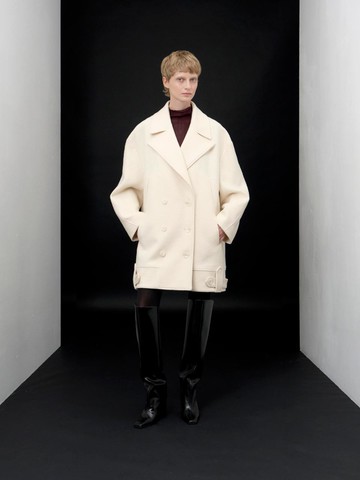 Anser Boucle Oversized Pea Coat [Rice]