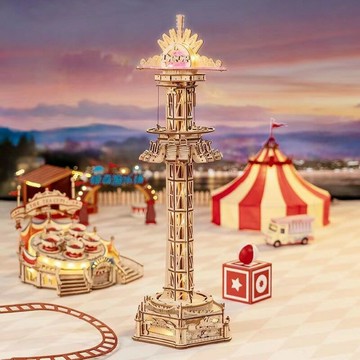 ??快速出貨?? 公司貨 若態若客轉轉杯游樂園飛椅降落傘機械八音盒木制模型創意節日禮物