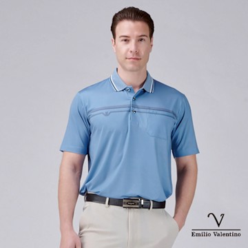 Emilio Valentino 范倫鐵諾 男短袖POLO衫 吸濕排汗 機能 藍 (66-5V9121)