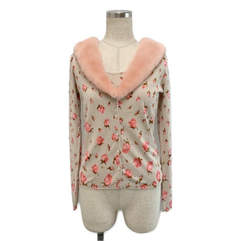 ブルマリン アンサンブル ニット ミンクファー ローズモチーフ 総柄  