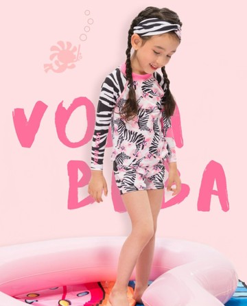 兒童泳裝小童中大童長袖防曬速干女童分體泳衣套裝【聚物優品】