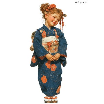 【12月新品4】07-114-0388 人物貼紙 和服復古