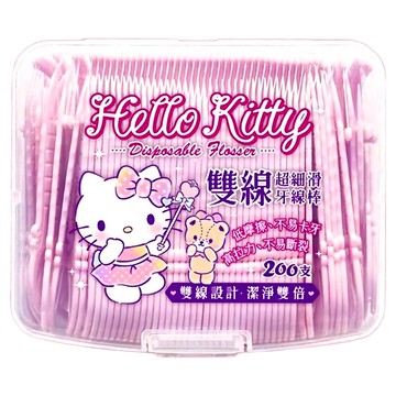 Hello Kitty 凱蒂貓 雙線超細滑牙線棒 Set  2cm  200支  2盒