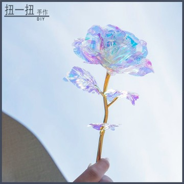 手作花🌷 新款七彩炫光玫瑰花束仿真永生花裝飾擺件拍照道具生日禮物送女友 仿真花 交換禮物