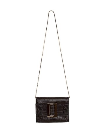 Boyy Buckle Travel Case Croco Embossed Leather Clutch Bag