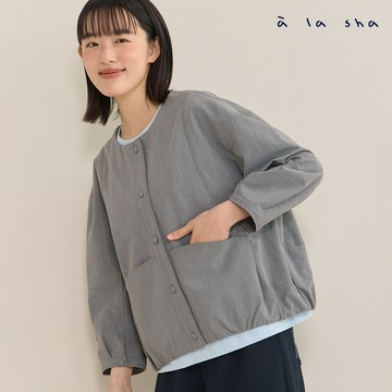 a la sha 仿牛仔七分袖休閒襯衫