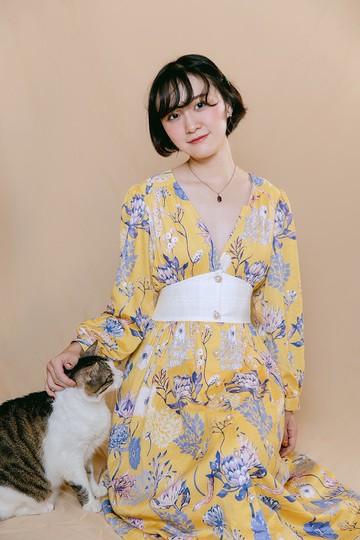 【LADY】可攻可守 宮廷深V長洋裝 兩穿薄外套 皇后黃