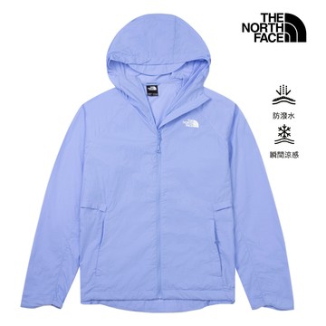女款藍色DWR防潑水寬鬆連帽外套｜8G7HG74
