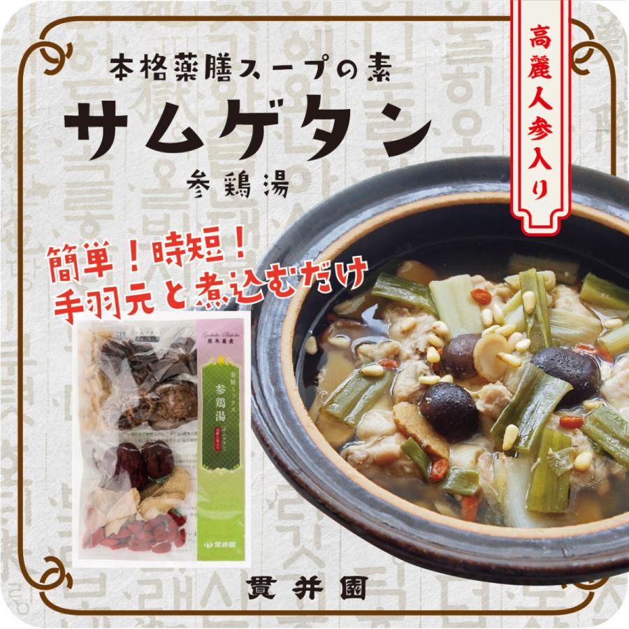 送料無料　サムゲタン（参鶏湯） の素 薬膳スープ　高麗人参入り 鍋 韓国スープ　簡単薬膳