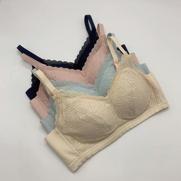 夢含細肩帶無鋼圈養護圍文胸蕾絲花邊性感薄款胸罩女士背心2122