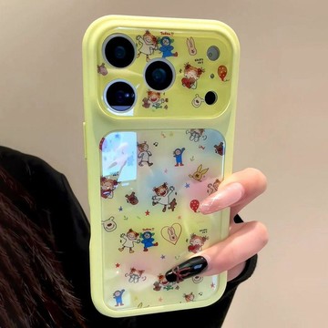 卡通可愛黃底暈染滿屏星星音符coco醬女孩黎適用iPhone17promax手